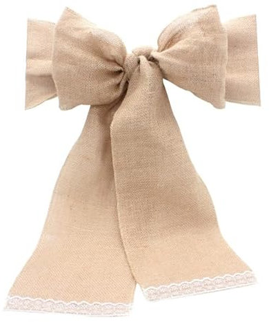 YOGAY 10 Stück Sackleinen-Spitzen-Stuhlschärpen aus Sackleinen, Jute-Stuhlhussen, Schleifen, rustikale Leinen-Spitzen-Stuhlschleifen für Hochzeit, Fest, Party, Heimdekoration