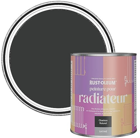 Rust-Oleum, schwarz Heizkörperfarbe, hitzebeständig, geruchsarm in Seidenglanz Finish - Natürliche Holzkohle 750ML
