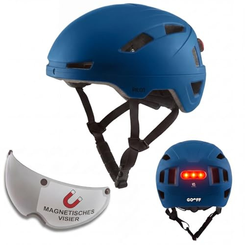 GOOFF Pilot S-Pedelec Helm | Schutz für schnelle E-Bike Fahrten | Fahrradhelm mit Visier und Licht | NTA 8776-zertifiziert