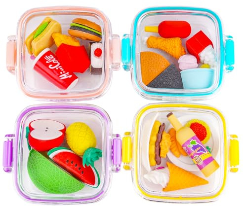Offcup Suddgummi Set - 20 Mini Suddgummin För Barn i Låda, Fina Roliga Presenter För Gäster, Födelsedagspresent, Färgglada Penna Radergummi