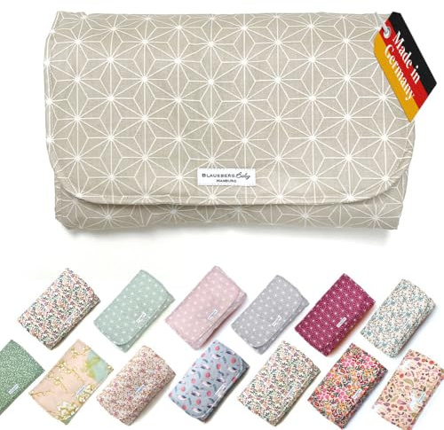 Blausberg Baby - Wickeltasche ABWASCHBAR Windeltasche mit Wickelunterlage für unterwegs - Materialien Oek-Tex Standard zertifiziert - Made in Germany - Happy Star Beige