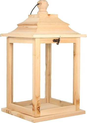 FADEDA Holzlaterne Natur, ohne Beleuchtung, groß/Höhe: 51cm/handbemalt/detailgetreue Krippen Figuren - Weihnachten Tisch Dekoration Krippe Zubehör