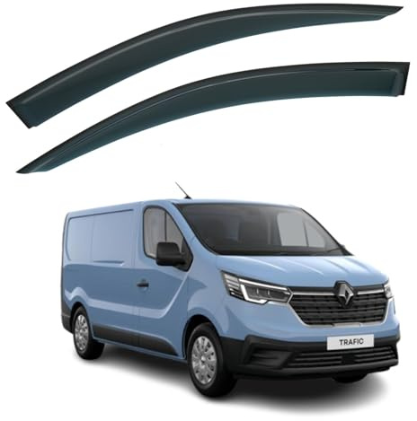AirFlux: 2 Stück Windabweiser, Modern, Dunkles Rauchgetönt, Selbstklebend, für Vans, kompatibel mit Renault Trafic 2014-2024, Opel Vivaro B 2014-2018, Nissan NV300 2014-2021