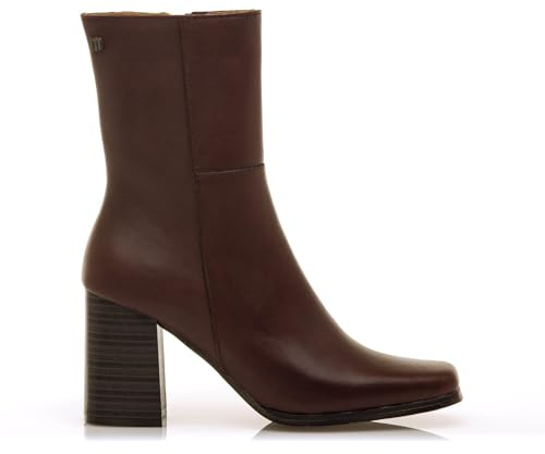 MTNG Botines de tacón Mujer Botines de tacón Porto 59663 Mujer | De Piel, con Interior Piel, caña Alta y Punta Redonda | Botines de tacón Casual | Cierre con Cremallera | 58647 | Testa
