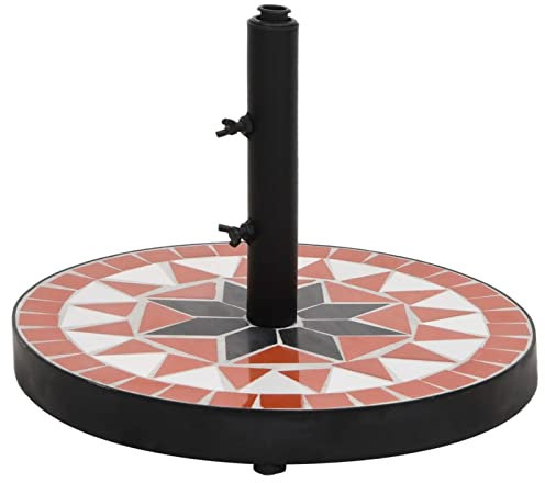 ARKEM Base de Parasol Terre Cuite et Blanc Rond 12 kg,Pied De Parasol,Pied De Parasol Lourd,Pied De Parasol sur roulettes