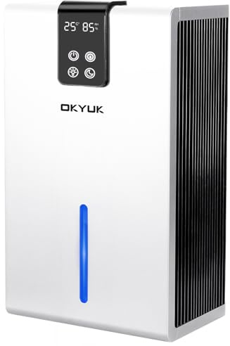 Deshumidificador eléctrico de 2700 ml, pequeño deshumidificador silencioso para dormitorio con apagado automático, luz LED de 7 colores, ideal para caravanas, baños, dormitorios, sótanos (blanco)