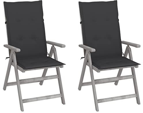 AJSEOYBS Gartenmöbel,Terrassenstühle,Atmungsaktive Gartenmöbel,Verstellbare Gartenstühle 2 STK. mit Auflagen Massivholz Akazie,Comfy Lounge Chair, Outdoor Möbelfür Rasen, Garten, Balkon im Freien usw