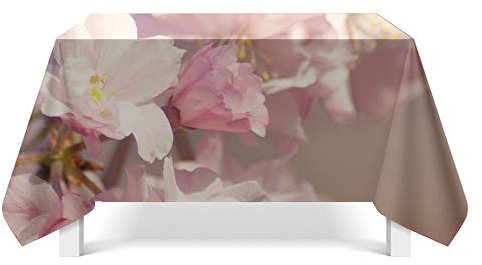 Gartentischdecke Rosa Pfirsichblüte Tischdecke Outdoor Indoor Wasserdicht Tischdecke Geburtstag Tischdecke Abwaschbar Fleckschutz Party Tischdecke Esstisch Table Cloth(140x240cm)