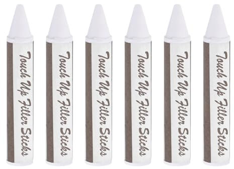 PATIKIL Pennarelli Ritocchi Mobili, 6pz Bastoncini Cera per Stucco per Legno, Pastelli Riparazione Mobili per Graffi, Pavimento Legno, Fori, Tavoli, Bianco