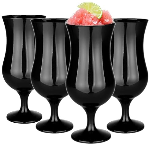 Glasmark Krosno Vasos de cóctel Set de vasos largos Cóctel Ginebra Cerveza Agua Vasos largos Vasos de cóctel Vaso para beber Vaso de agua Vaso Smoothie Postre Apto para lavavajillas Negro 4 x 420 ml