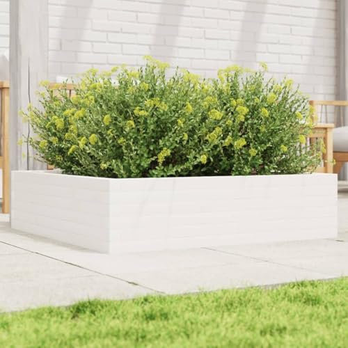 Xichuzi Jardinera de Madera Maciza de Pino Blanca 90x90x23 cm, Huerto Urbano Terraza, Jardineras Exterior, Jardineria Maceteros, Mesa De Cultivo, Huerto En Casa - 847204