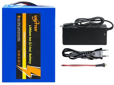 UBETTER 36V Ebike batteria 20Ah al litio batteria di ricambio per bici elettrica con caricatore rapido 2A, spina a T e BMS 30A, per 100-1000W bici elettrica, e-bike, e-scooter, e-motor