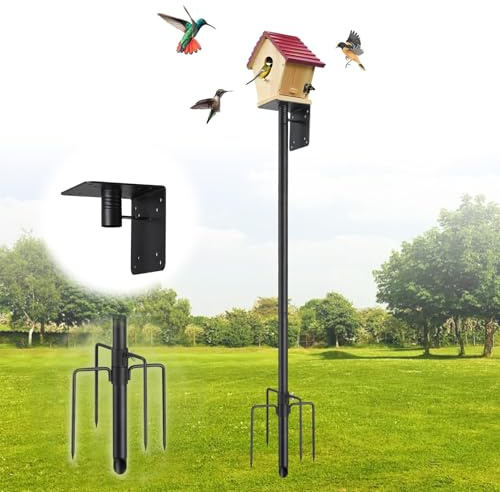 Vogelhaus Ständer, 150 cm Lange Vogelhausständer mit 5 Zinken für Draußen, Verstellbarer Vogelfutterhäuschenständer, Universeller Vogelhaus-Montagesäulen-Satz, Ständersatz für Wetterstation
