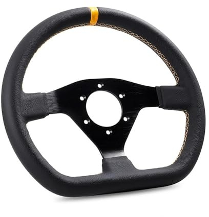 Auto Lenkrad 12 Zoll 300 Mm Flaches Lenkrad Universal Drift Spiel Sportlenkrad(Nähte gelb)