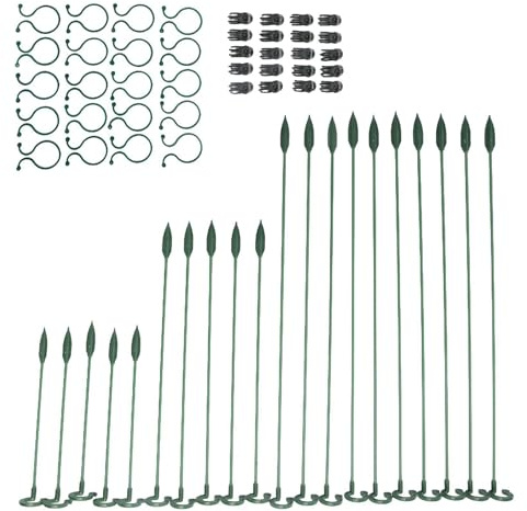 Asuinxurr Set di 60 pezzi per piante – 20 confezioni di bastoncini per piante (3 dimensioni), 20 clip per piante e 20 clip per orchidee