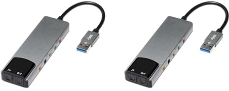 NJTHNTJR 2X 6-In-1 Computer Sound Card 5.1 USB External Sound Card Multi-Function Audio Converter for Notebook Aluminum
