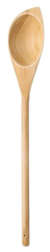 Mabor Cucchiaio in legno da 30 cm per cucinare, cucchiaio angolare in legno massello, mestiere artigianale in legno, spatola da cucina per cuocere, mescolare, servire, raschiare