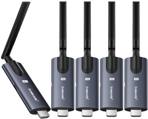 Lemorele Wireless HDMI Transmitter and 4 Receivers,Support Wireless Receiving APP TuTuPlay 5G 656ft 1080P HD,for Streaming Video&Audio to HDTV/Projector/Tablet/Mobile (1TX and 4RX)