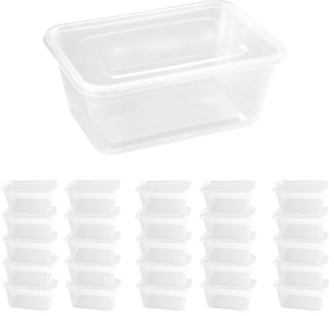 ZYBUX - 1000ml - 50 Large 1 Litre Plastic Food Containers with Lids - Reusable, Microwave & Freezer Safe - Essential for Catering, Takeaways & Batch Cooking - Durable Storage Boxes