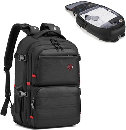 CROSSGEAR Reiserucksack 30–40L Erweiterbar Großer Rucksack, TSA-freundliches, Handgepäck Auf Flügen Erlaubt, Lastverteilende Schultergurte, 17.3 Zoll Laptop Rucksack, Geeignet für Tourismus und Urlaub