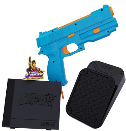 G’AIM’E Premium Lightgun Arcade System – Time Crisis, Point Blank & Steel Gunner Pre-Installed – Plug & Play Retro Gaming Console for Modern TV & Projector – Includes Foot Pedal