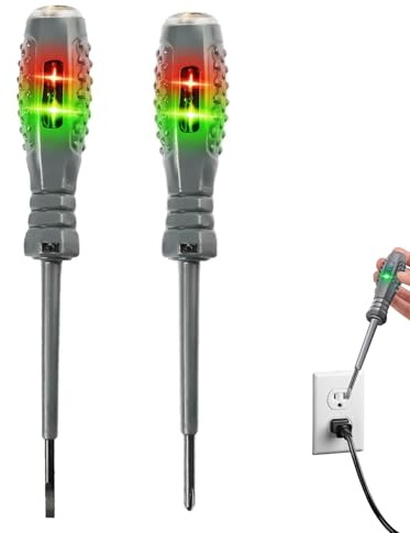 Ensemble de tournevis testeur électrique 2 en 1 – Stylo testeur de tension magnétique fort couple élevé – Stylos testeur de circuit avec indicateur néon (tête plate + tête croisée)