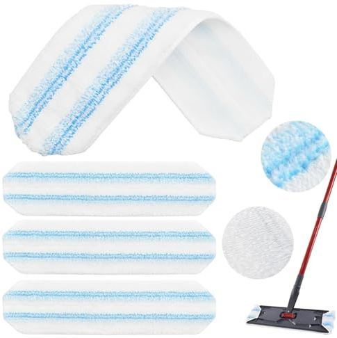 3 Stück für Vileda H2PrO Bodenwischer Ersatzbezug, Maschinenwaschbar, Kompatibel mit Vileda H2Pro & O-Cedar Bodenwischer Ersatzbezug, Mikrofaser Wischpads Ersatz für Laminat, Fliesen