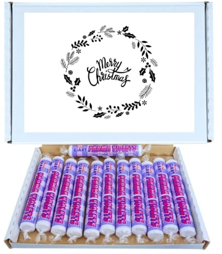 Merry Christmas Retro Sweet Hamper | Classic Floral Fizzy Sweets Giant Parma Violets 12 Pack Retro Candy | Treats for All Ages