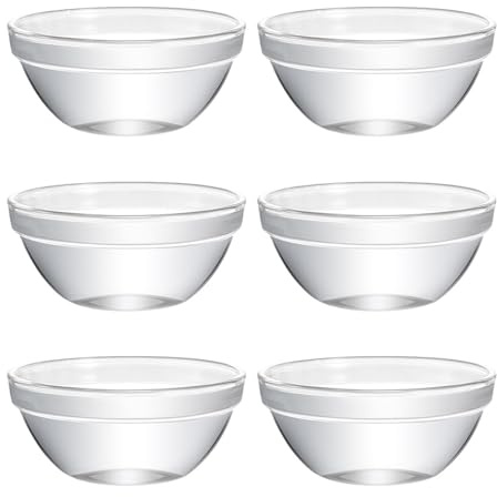 TOYANDONA Lot de 6 Bols à Pudding en Verre Transparent, Grand Format, Résistants la Chaleur Froid, Vaisselle Polyvalente pour Desserts, Gelées et Préparations Culinaires, Usage Domestique