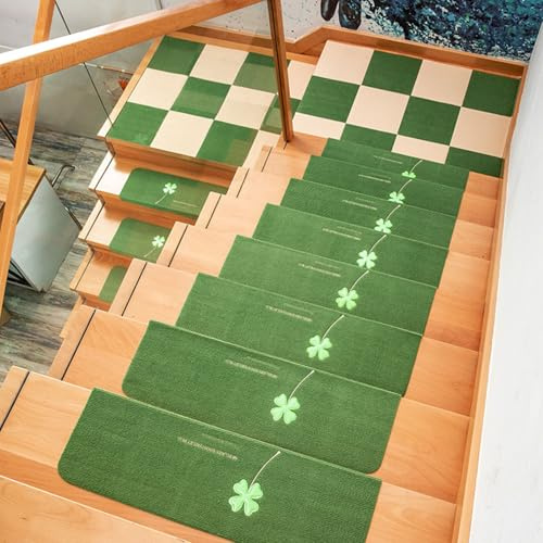 GFLPSQIA Stair treads Cubierta De Peldaños De Escalera Lavable con Punta Redondeada, Peldaños De Alfombra para Escaleras De Madera con Peldaños De Escalera(B-12 PCS,L 70cm x W 24cm)