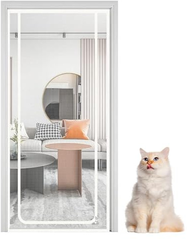 Porta Con Zanzariera Per Gatti - Rete A Rete Resistente A Prova Di Animali Domestici Da 90 X 220 Cm | Blocca Porta Con Cerniera Per Gatti | Cancello Per Tende Per Porte Per Cani - Per Balcone, Camera