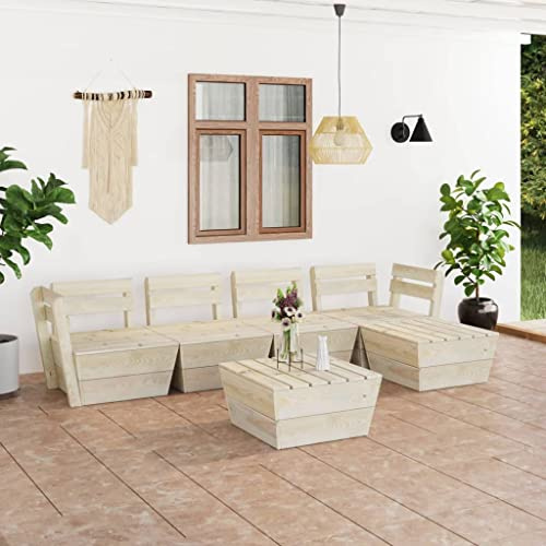 Umbrale 6-TLG. Garten-Paletten-Lounge-Set aus imprägniertem Fichtenholz, Gartenmöbel Holz, Terrassenmöbel, Balkon Sitzgruppe, Outdoor und Garten Sitzecke, Gartengarnitur Möbelsets