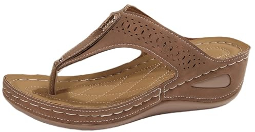 Chanclas con soporte de arco para mujer, sandalias ortopédicas de cuña baja para mujer, sandalias ortopédicas para caminar, sandalias separadoras de dedos abiertos, cómodas deslizadores para caminar