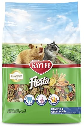 Kaytee Fiesta Hamster & Gerbil Food, Nutritious and Fun Blend, Supports Dental Health and Digestion, 2.5 pounds