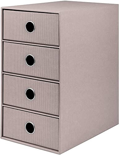 Rössler SOHO 4er Schubladenbox aus Papier | Büro Organizer Schreibtisch | Schubladen Organizer Büro Zubehör & Bürobedarf | Schreibtisch Organizer Box | 18 x 25 x 32 cm | 1 Stück | Farbe: Taupe | Schreibtisch Organizer für Dokumente, Unterlagen, Bürozubehör und geordnete Aufbewahrung