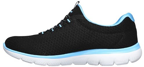 Skechers Women's Summits Sneaker, Black Turquoise, 3 UK Wide