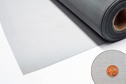 Toile moustiquaire TESO - Tissu en fibre de verre à la découpe - Couleur : noir ou gris - Qualité supérieure Pas d'effilochage lors de la découpe polyvalente, résistante aux UV et indéchirable