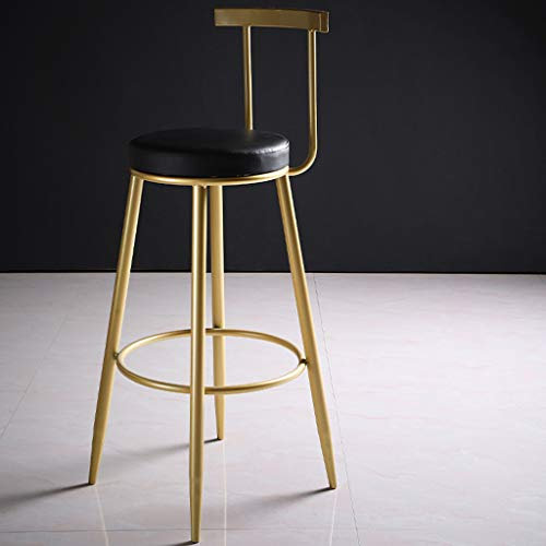 Pub Höhe Barhocker - Arc Gold Eisen Rückenlehne - 5 cm verdicken Kunstleder gepolstert - für Esszimmer, Küche, maximale Belastung 200 kg, (65 cm / 75 cm)