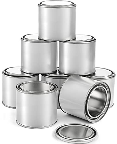 WUWEOT 8 Pack Metal Paint Cans, 240ml Empty Paint Buckets, Unlined Storage Container with Lids for Solvents, Paints or Craft Projects
