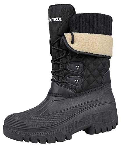 Knixmax Outdoor Bottes Femme Hiver Bottes de Neige Doublées Chaudes Bottes D'hiver à Tige Imperméable et Semelles Antidérapantes