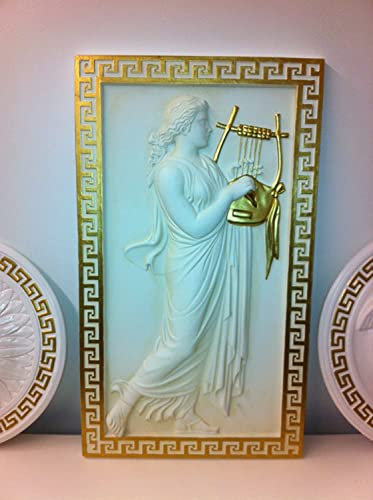 3D Relief Wandrelief Medusa Mäander Wandbild Bild Kopf Taler Griechische Antik Barock Stil Retro Vintage Rokoko zum Aufhängen Handbemalt