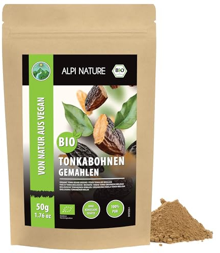Alpi Nature Haba Tonka Orgánica Molida 50g, Haba Tonka en Polvo para Pasteles y Postres