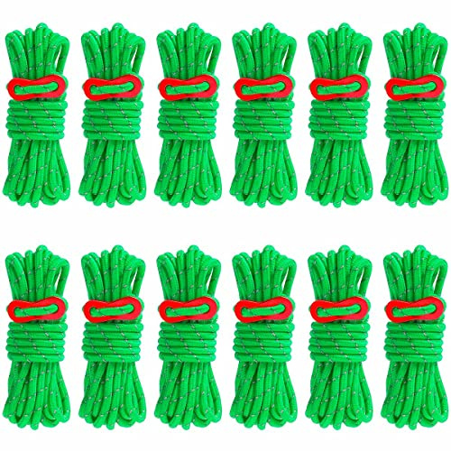 HOOPOE Camping Rep, Camping Tältrep, Camping Rope Threp, 12 st Reflekterande rep, 4m x4mm Dragsnöre för markiser för vandring camping utomhus