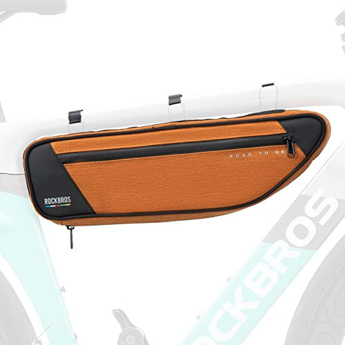 ROCKBROS Road to Sky Fahrrad Rahmentasche Reflektierende Wasserabweisende Fahrradtasche für Rahmen 2L Dreieckstasche für MTB/Rennrad/Gravelbike Orange