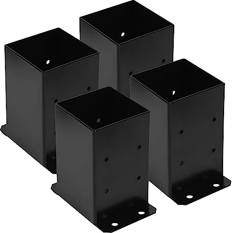 Cskunxia 4x4 Post Base 4Pcs Wood Fence Post Bracket Anchor Base Brackets Deck Post Base for Pergola Railing Mailbox Deck (Inner Size 3.6x3.6)