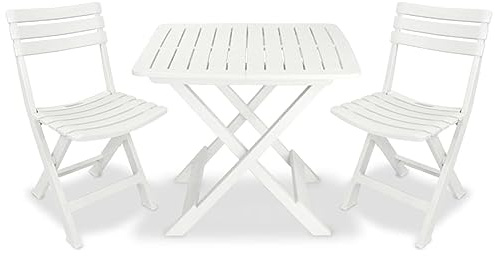 ZEYUAN 3-TLG. Bistro-Set Klappbar, Gartenset Tisch Und Stühle, Balkon Möbel Für Kleinen Balkon, Terrassenmöbel, Balkonset, Balkonmöbel, Kunststoff Weiß