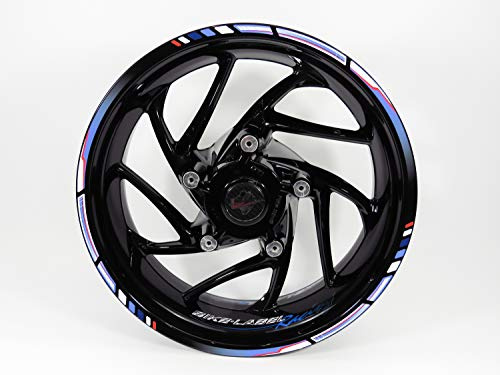Felgenrand Aufkleber Felgenrandaufkleber Set für 16 17 18 Zoll Felgen Motorrad blau weiß rot GP Style X710032