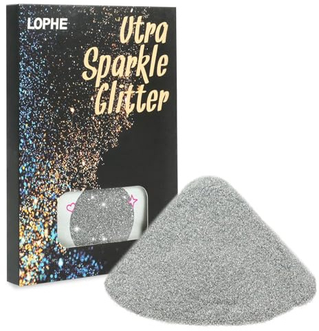 LOPHE Glitzer Gesicht, Powder Craft Festival Glitzer Accessoires, DIY Glitzerpulver Body Glitter für Haare Face Eye Nail, Make Up Körperglitzer für Halloween Karneval Festival Party（Silber）