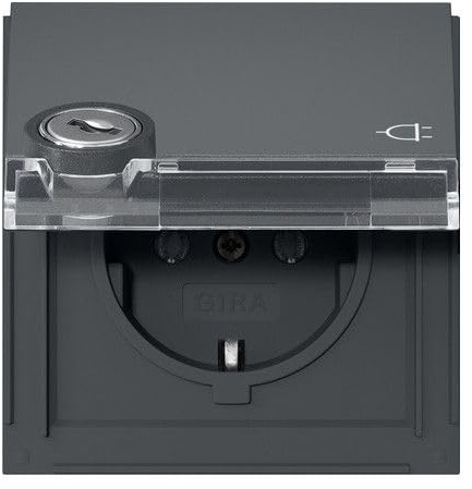 Gira 446767 SCHUKO-Steckdose 16 A 250 V~ mit Klappdeckel, Schloss und Beschriftungsfeld mit sortierten Schließungen