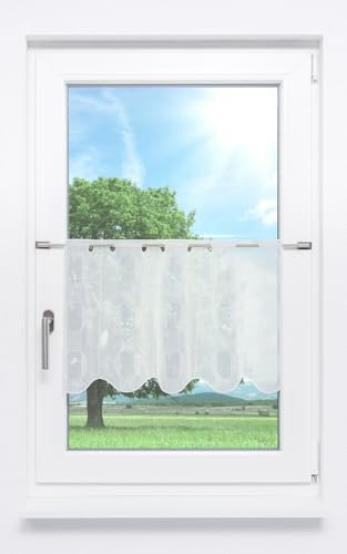 Plauener Spitze Scheibengardine Zyla (Bx H) 176cm * 40cm weiß/Rohweiß